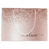Roze Goud - Roze Roze Glitter Metaal Initialen Naa Groot Cadeauzakje (Achterkant)
