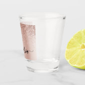 Roze Goud - Roze Roze Glitter Metaal Monogram Naam Shot Glas (Rechts)