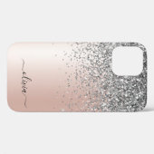 Roze Goud - Roze Roze Zilver Glitter Monogram Case-Mate iPhone Case (Achterkant (horizontaal))