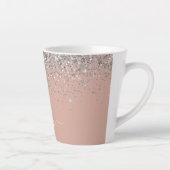 Roze Goud Roze Roze Zilver Glitter Monogram Jongen Latte Mok (Rechts)