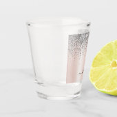 Roze Goud - Roze Roze Zilver Glitter Monogram Shot Glas (Links)