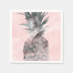 Roze Goud Roze Tropische Zomer Ananas Feestje Servet