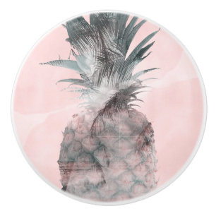 Roze Goud Roze Tropische Zomer Ananas Glam Keramische Knop