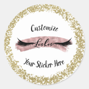 Roze Goud Roze Verf Streek Glamour Make-up Wimpers Ronde Sticker