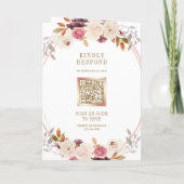 Roze Goud Stof Roze Bloemencode met QR Code Trouwe (Achterkant)