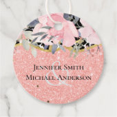 Roze goud TROUWEN Meisjesachtig Roze Bloemen Glitt Bedankjes Labels (Voorkant)