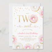 Roze Goud Twee Zoete Donuts 2e Verjaardag Kaart (Voorkant)