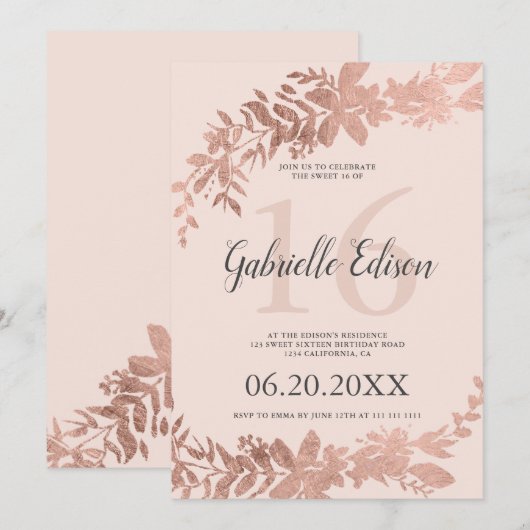 Roze goud typografie Bloemrijke roze zachte Sweet  Kaart (Voorkant / Achterkant)