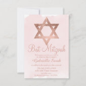 Roze goud typografie blush roze Bat Mitzvah Kaart (Voorkant)