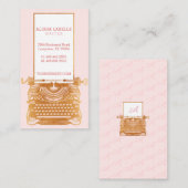  Roze & Goud Underwood Typewriter Monogram Visitekaartje (Voorkant / Achterkant)