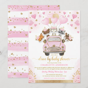 Roze Goud Valentijnse Woodland Drive door Baby sho Kaart