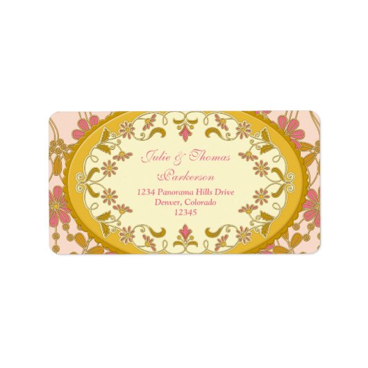 Roze Goud Victoriaans Bruiloft Retouradres Etiket (Voorkant)
