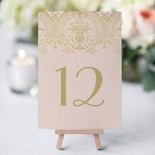 Roze Goud Vintage Damast Trouw Kaart