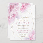 Roze goud waterverf florale pony behalve de datum save the date (Voorkant / Achterkant)