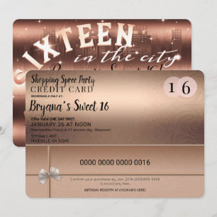 Roze Goud Winkelspree Stad Limo Zoete 16 Feest Kaart