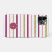 Roze Goud Wit Classic Stripe Monogram Case-Mate iPhone Case (Achterkant (horizontaal))