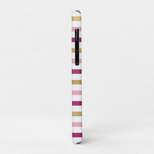 Roze Goud Wit Classic Stripe Monogram Case-Mate iPhone Case (Achterkant/links)