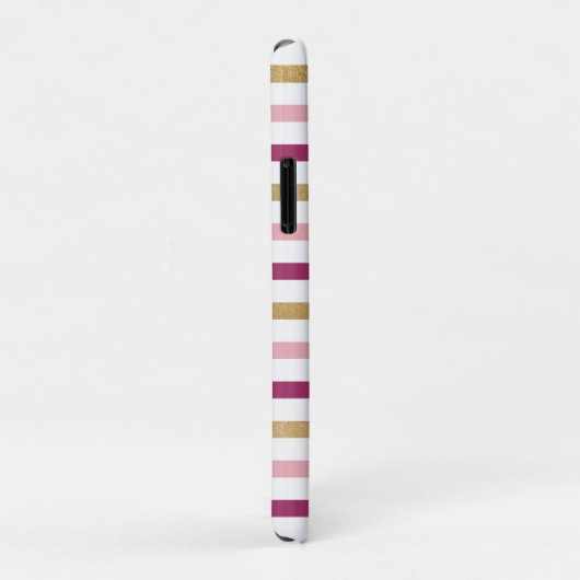 Roze Goud Wit Classic Stripe Monogram Case-Mate iPhone Case (Achterkant/rechts)