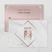 Roze Goud & Wit Marmer Chinees Huwelijk RSVP Kaartje (Voorkant / Achterkant)