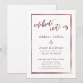 Roze Goud & Wit Vier Ons Typografie mee Kaart (Voorkant / Achterkant)