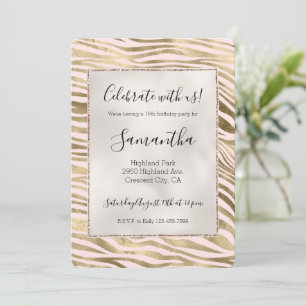 Roze Goud Zebra Dierenprint Kaart