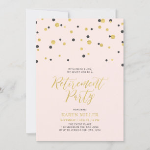 Roze & Goud Zeshoekige Confetti Pensioenfeest Kaart