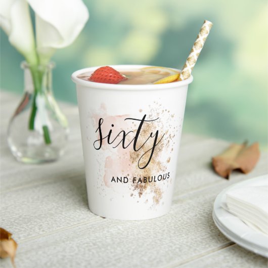 Roze & Goud Zestig & Fabulous 60ste Verjaardagsfee Papieren Bekers (Insitu)