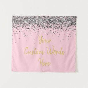 Roze Goud Zilveren Verjaardag Party Foto Booth Pro Wandkleed