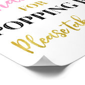 Roze Goud Zwart Confetti Bedankt Popping By Sign Poster (Hoek)