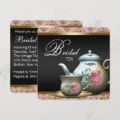 Roze Goud Zwart Damask Tea Cup Vrijgezellenfeest Kaart (Voorkant / Achterkant)