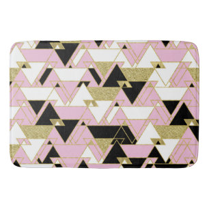 Roze Goud Zwart Wit Boho Glam Driehoeken Patroon  Badmat
