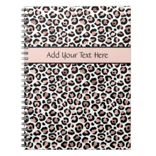 Roze Goud Zwarte Luipaardprint Trendy Chic Stijlvo Notitieboek