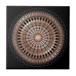 Roze Goud Zwarte Mandala Tegeltje
