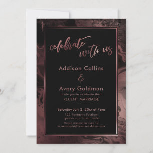 Roze Goud & Zwarte Marmer Vier Feest Met Ons Kaart