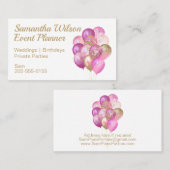 Roze goudballonnen visitekaartje (Voorkant / Achterkant)