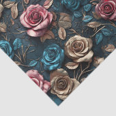  Roze Goudblauwe Rozen Tissuepapier (Detail)