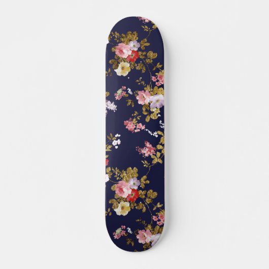Roze goudboho floral skateboard (Voorkant)