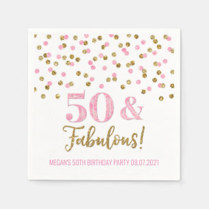 Roze goudConfetti 50 en feestdag Servet
