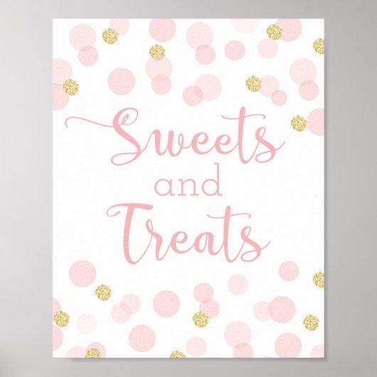 Roze goudConfetti Baby shower SweetsTretsSign Poster (Voorkant)