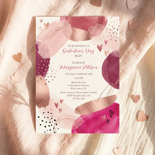Roze Gouden Abstract Galentine's Day Meidenavondfe Kaart