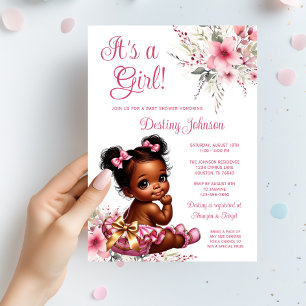 Roze Gouden Afro Pof Ruffle Broek Meisje Baby Show Kaart