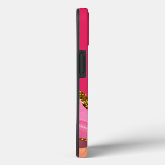 Roze & Gouden Agaat Geode Monogram Case-Mate iPhone Case (Achterkant / Rechts)