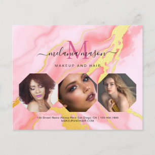 Roze Gouden Agaat Make-up Artist Foto Waterverf Flyer