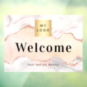 Roze gouden agaat marmeren zakelijk logo welkom raamsticker (Vel 3)