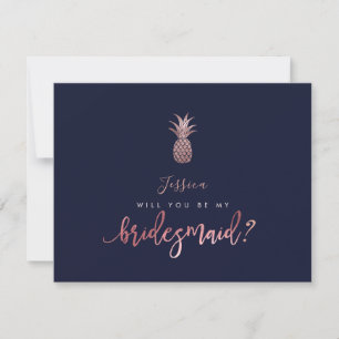 Roze Gouden Ananas Bruidsmeisje Kaart
