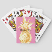 Roze Gouden Ananas Pokerkaarten (Achterkant)