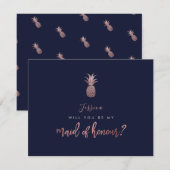 Roze Gouden Ananassen Wil je mijn Bruidsmeisje zij Save The Date (Voorkant / Achterkant)