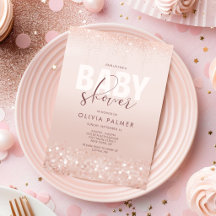Roze Gouden Baby Shower Uitnodigingskaart met Roze