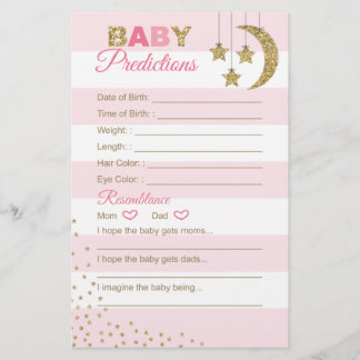 Roze gouden baby voorspelling kaart voor douche sp