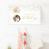 Roze & Gouden Ballon 1e Verjaardag Foto Banner (Insitu)